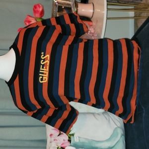 GUESS  Stripe Logo Crew Short Sleve T-Shirt - Mens XS